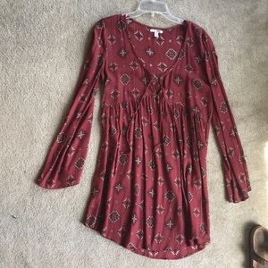 Maroon long sleeve sundress